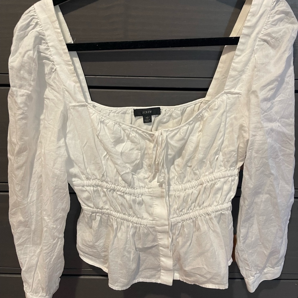 100% white cotton Blouse with ruches and bows